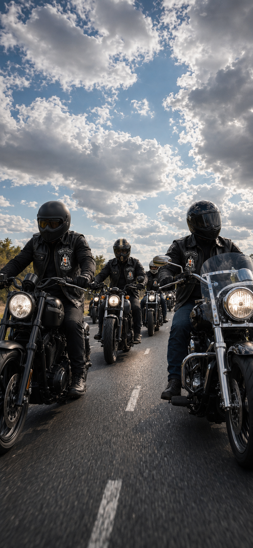 Riders on motorcycles